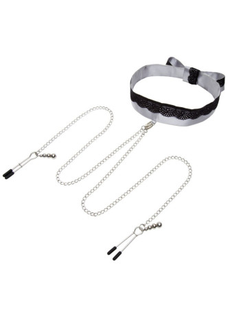 Play Nice Satin Collar & Nipple Clamps